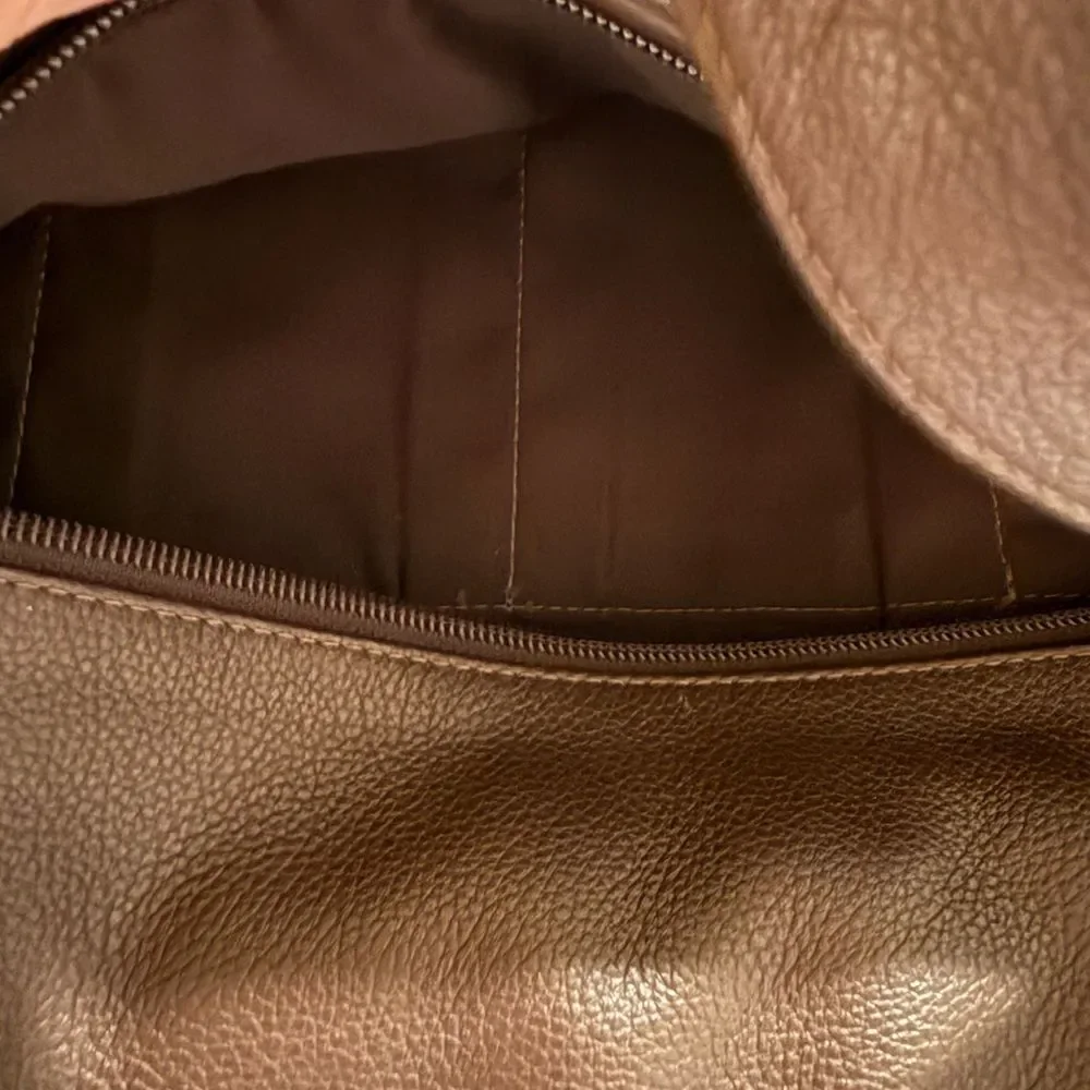 Hampton Potter Genuine Cowhide Brown Leather Shoulder Bag concealed compartment